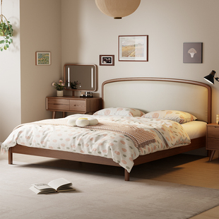 冬木软靠实木床1米8双人床现代简约主卧大床次卧1米5床加厚床架