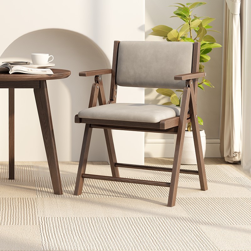 速发可折叠实木椅靠叠折椅靠背木椅小户型家用餐椅办公子椅椅
