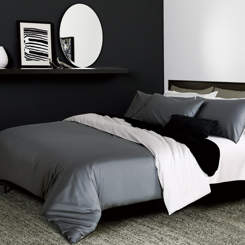 出口80支埃及长绒棉贡缎纯棉四件套欧美式纯色全棉床单笠床上用品