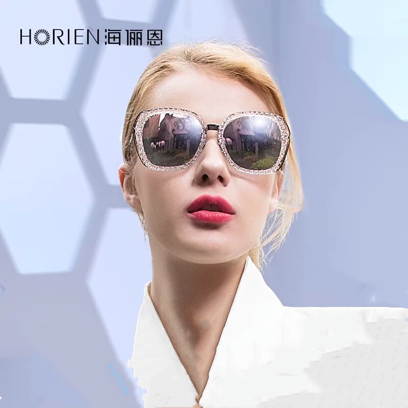 海俪恩新款太阳镜女款明星同款时尚偏光镜墨镜大框圆脸N6526