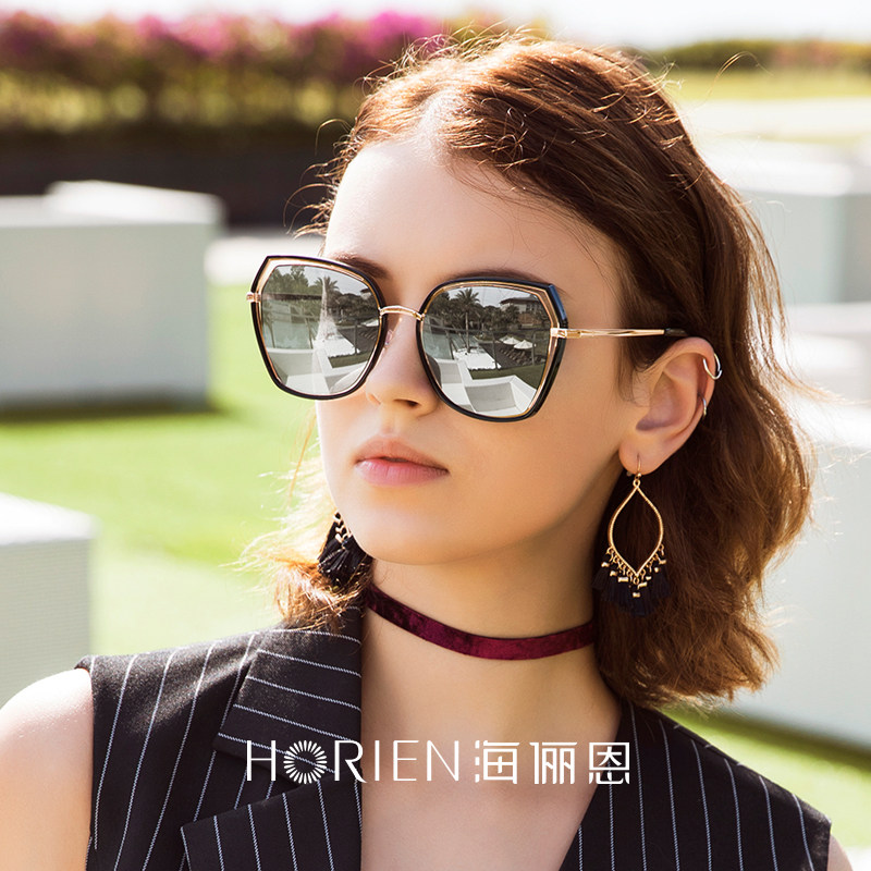 海俪恩新款女太阳眼镜潮时尚偏光开车镜大框墨镜N6621关晓彤同款