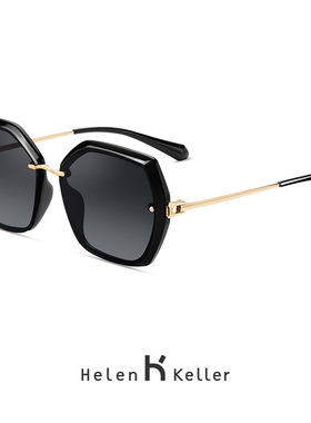 海伦凯勒新款时尚百搭多边大框墨镜女潮流偏光太阳镜圆脸H8831