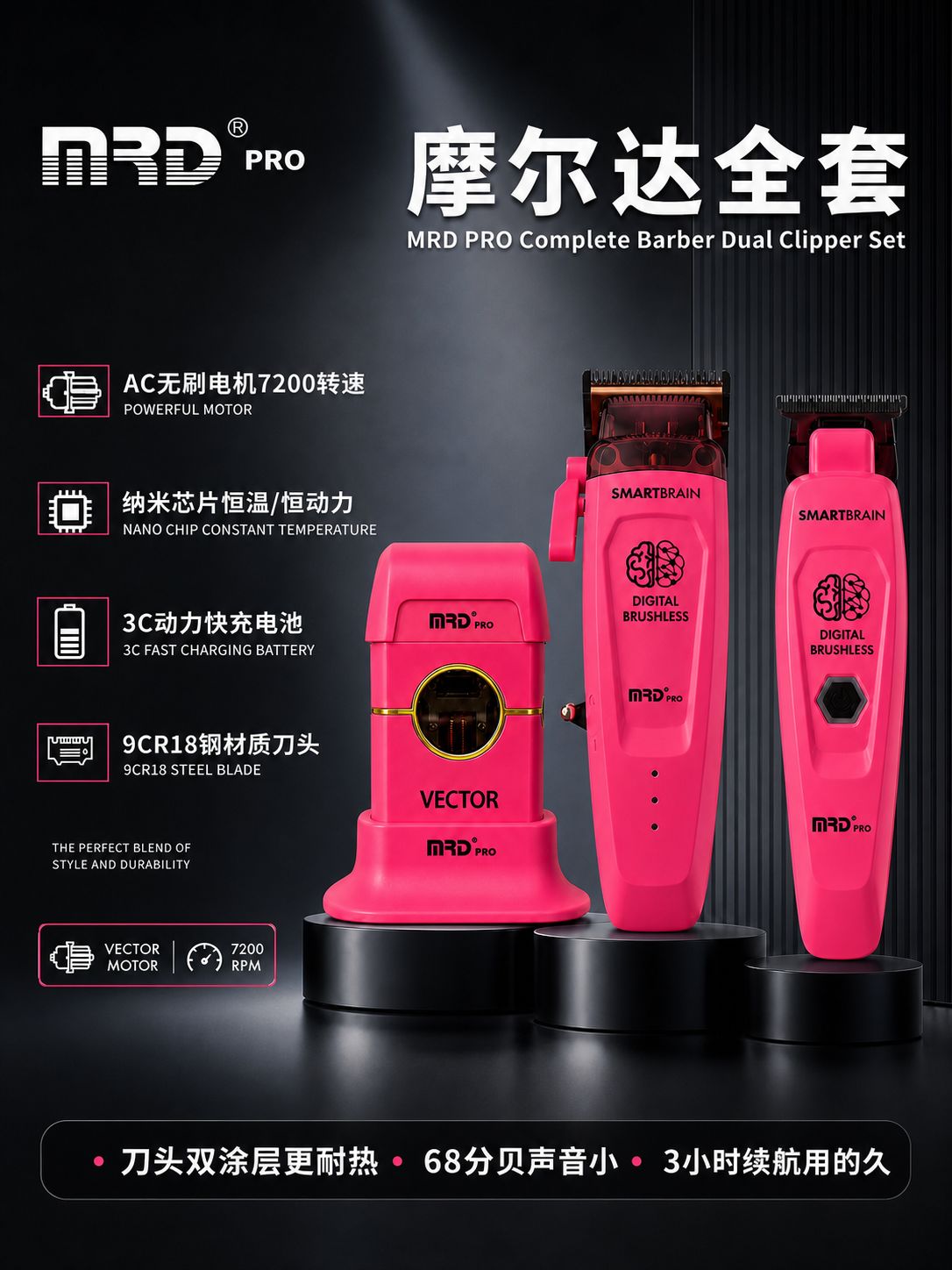 MRD Molda Metal Brain Flower mainly recommends the professional men's oil-tipped gradient whitening tool set