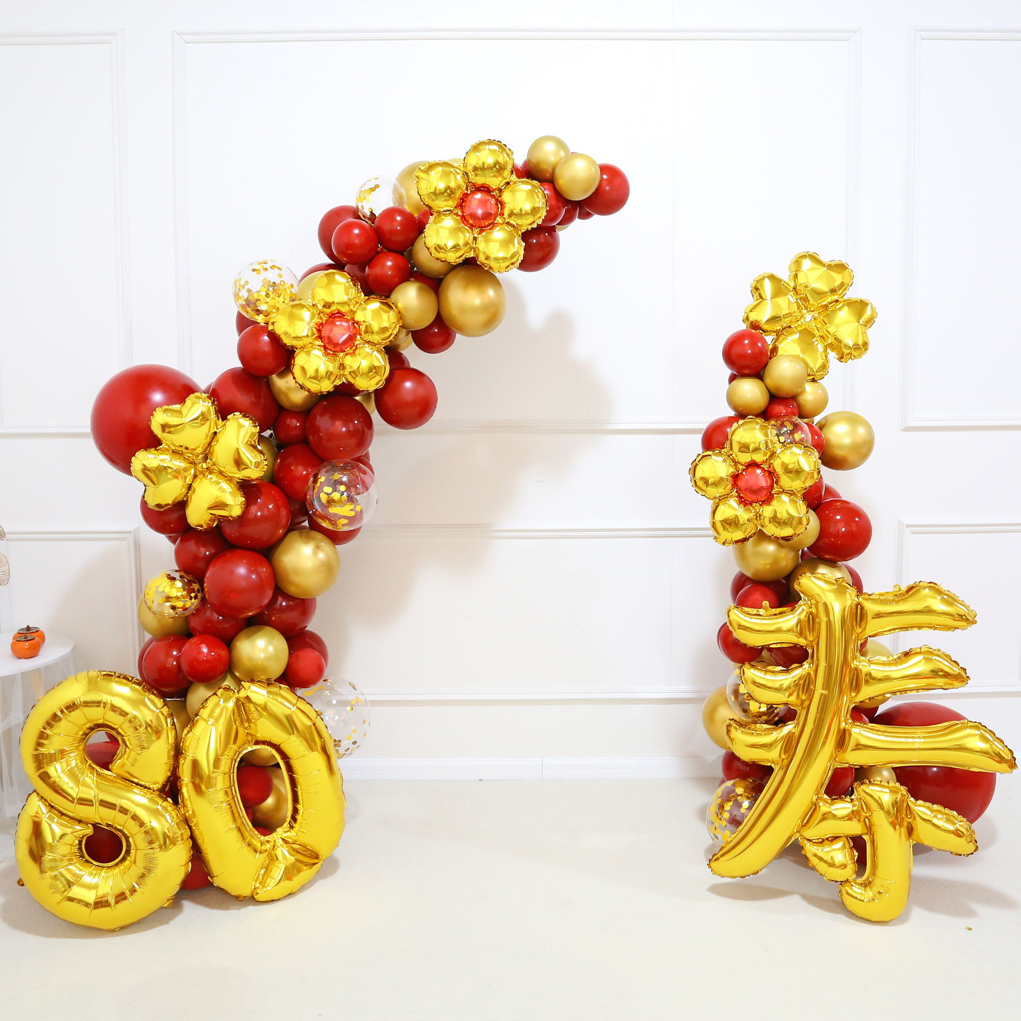 老人生日装饰60岁寿宴气球拱门场景布置爸爸妈妈80过寿气球70大寿