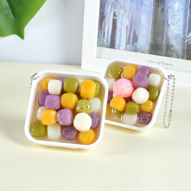 仿真食物仿真芋圆烧仙草甜品挂饰PVC趣味食玩模型背包挂件钥匙链