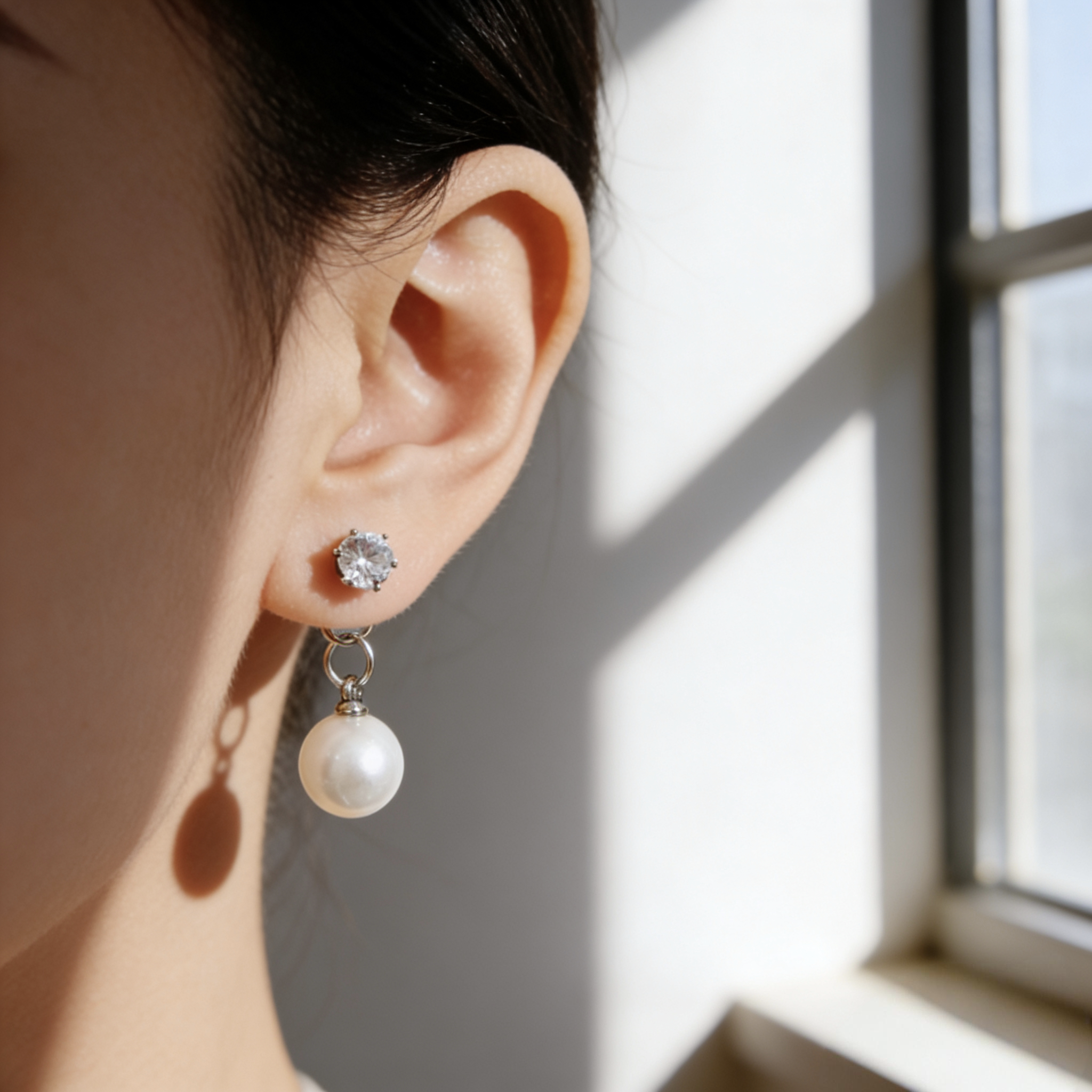 许我耀眼赵露思同款精致锆石耳钉女小众高级感珍珠吊坠耳环耳饰品