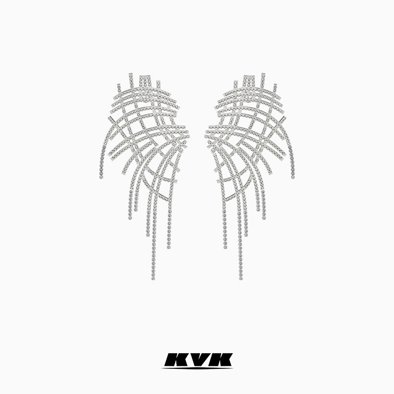 KVK2021新款网片状流苏耳环小众设计高级感流苏耳环简约时尚耳环图片