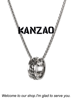 KANZAO戒指项链ins冷淡风王一博同款潮钛钢男款链情侣百搭配饰女