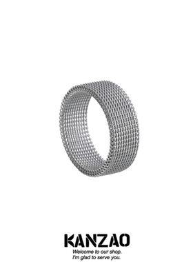 KANZAO新款饰品标准美码钛钢编织网格变形戒指8MM真空电镀不掉色