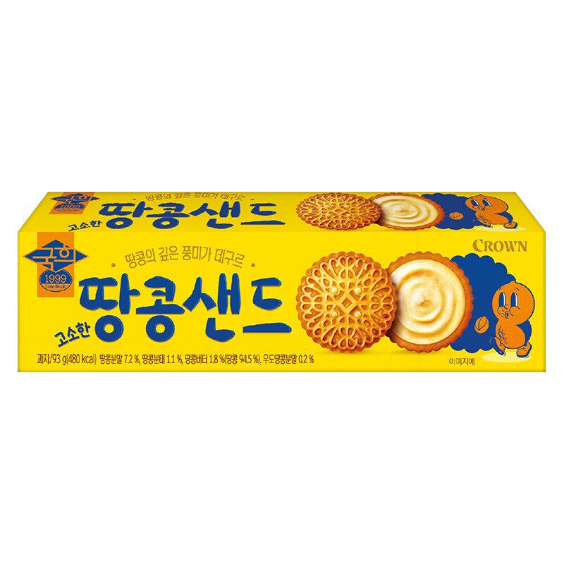 韩国进口 CROWN克丽安 醇香花生夹心饼干休闲零食 93g