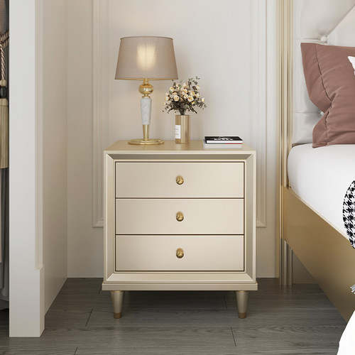 逸涵木业实木轻奢香槟金床头柜