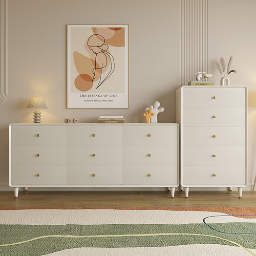 奶油风实木斗柜轻奢抽屉柜