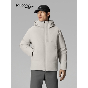 Saucony索康尼官方男户外运动休闲斜纹定位提花面料保暖羽绒服