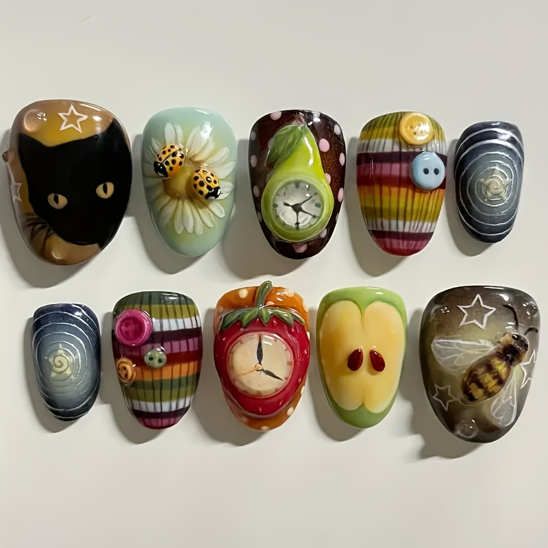 纯手工高级感穿戴甲可爱卡通猫咪