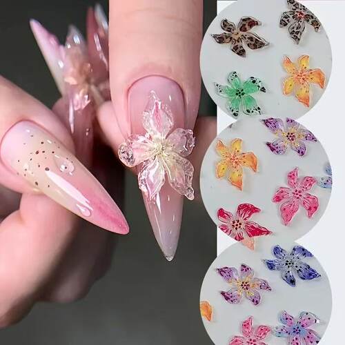 卡哇伊3D花朵防过敏指甲饰50件