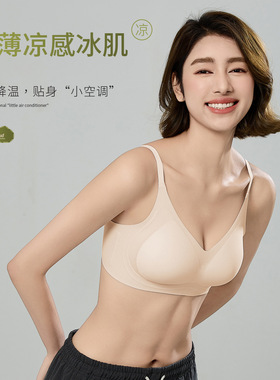 万康超薄凉感冰肌无痕内衣女果冻软支撑胸罩7A抗菌透气洞洞杯文胸