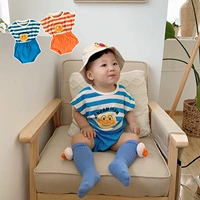 Quần áo lưới bé màu đỏ dễ thương mùa xuân và mùa hè tải bánh mỳ siêu nhân cotton romper Hàn Quốc dính liền với phần mỏng hafu - Áo liền quần quần áo thể thao trẻ em