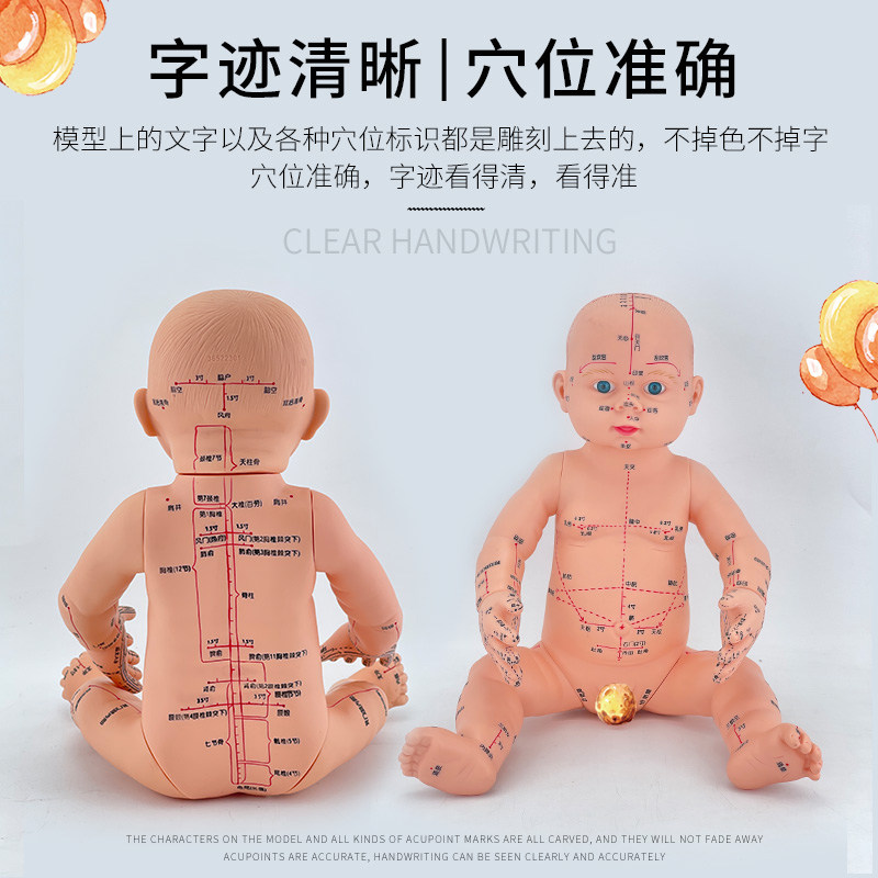 小儿推拿穴位图 宝宝模型娃娃带穴位 儿童教学按摩用人体穴位全身
