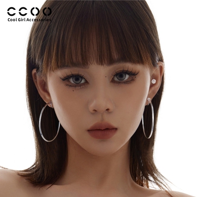 CC&OO明星同款大圈圈耳环女甜酷简约蚊香盘耳夹女无耳洞精致耳饰