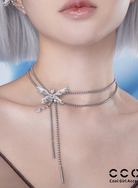 CC&OO2025新款原创竹蜻蜓双层质感小动物可调节多用毛衣链锁骨链