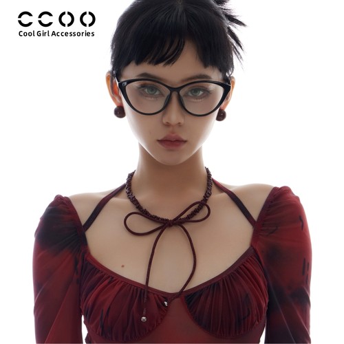 CCOO蝴蝶结甜酷夸张项链