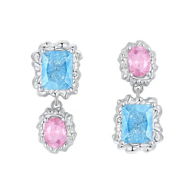 CCOO925银针海蓝爆纹石耳钉