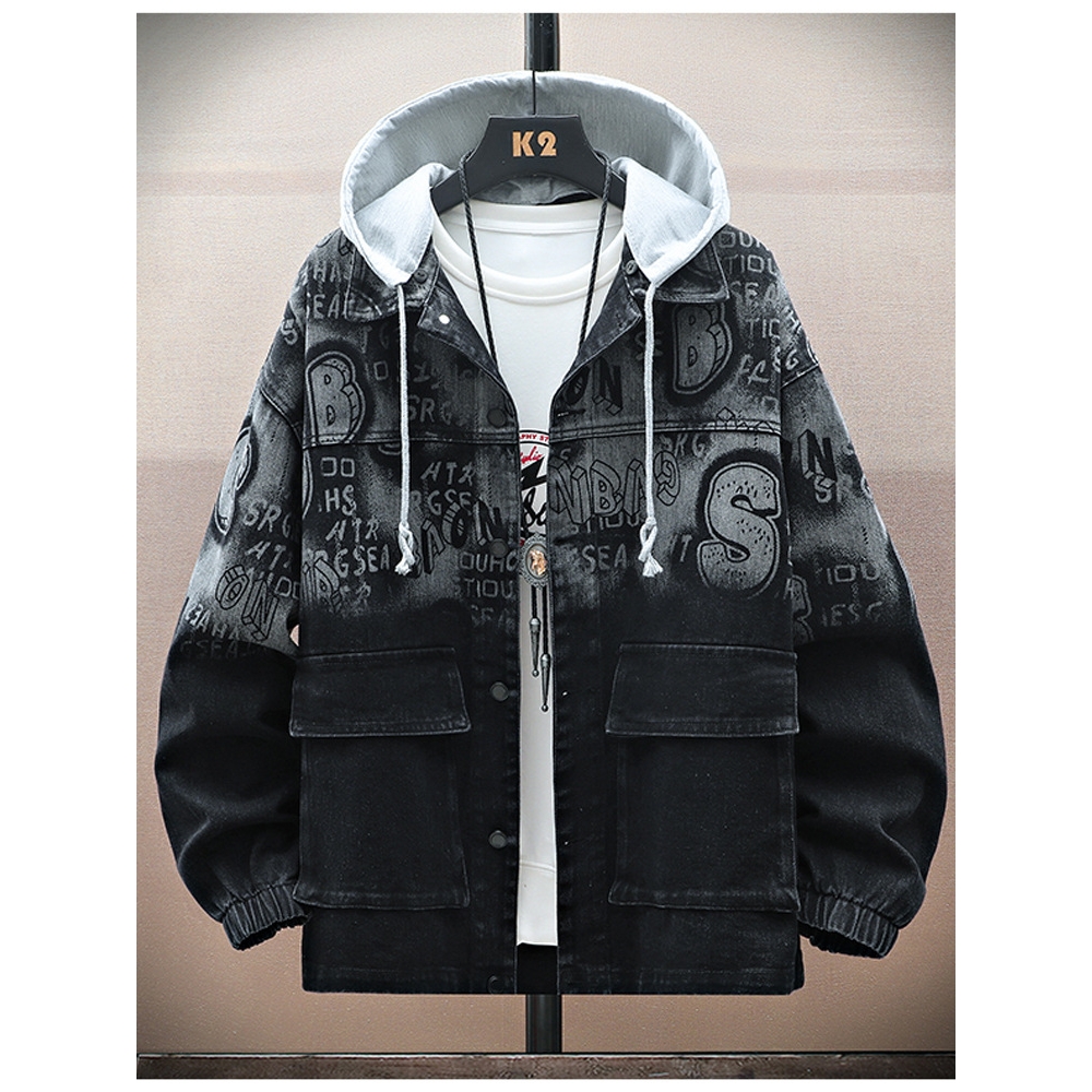 唯品会高中初中学生岁潮流帅气牛仔夹克青少年春秋季连帽外套男装