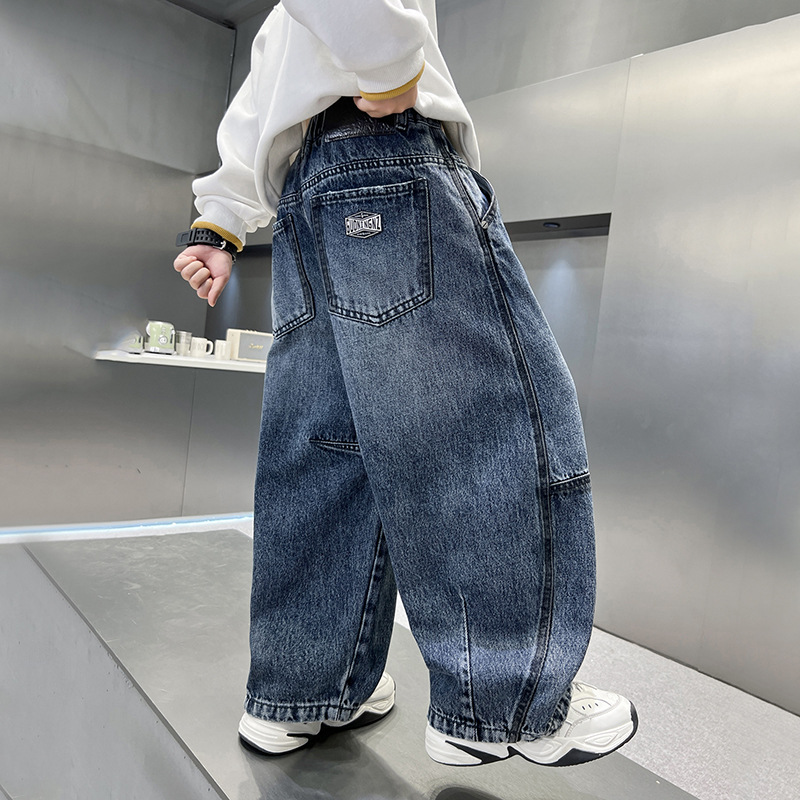 进口时尚男童直筒牛仔裤春秋款新款儿童秋装裤子中大童长裤秋季痞