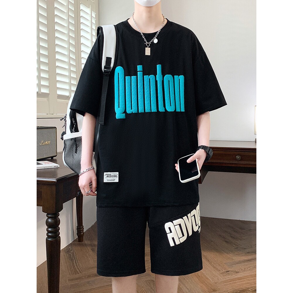 撤柜初高中学生短袖t恤-岁男孩帅气夏装大童潮流运动服套装