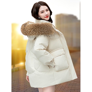 撤柜白鸭绒羽绒服女短款新款冬季爆款加厚小个子中长款大毛领外套