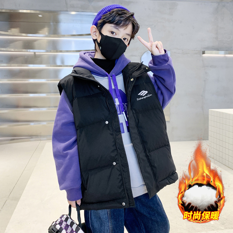 品牌断码儿童装男童马甲秋冬款新款背心大童加厚男孩外穿羽绒棉冬