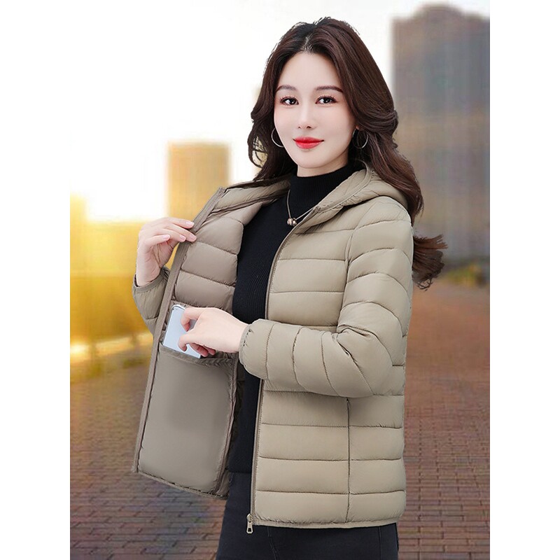 撤柜羽绒棉服女士秋冬新款短款中年妈妈冬季连帽保暖棉衣棉袄外套