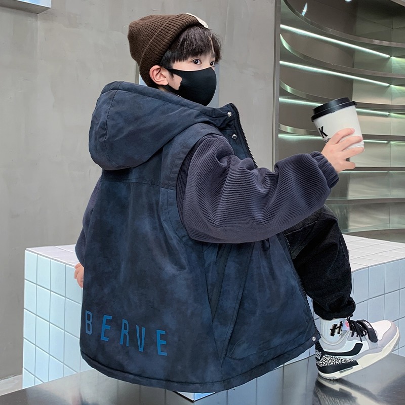 品牌断码男童冬装棉衣新款加绒中大儿童棉袄冬季男孩加厚外套派克