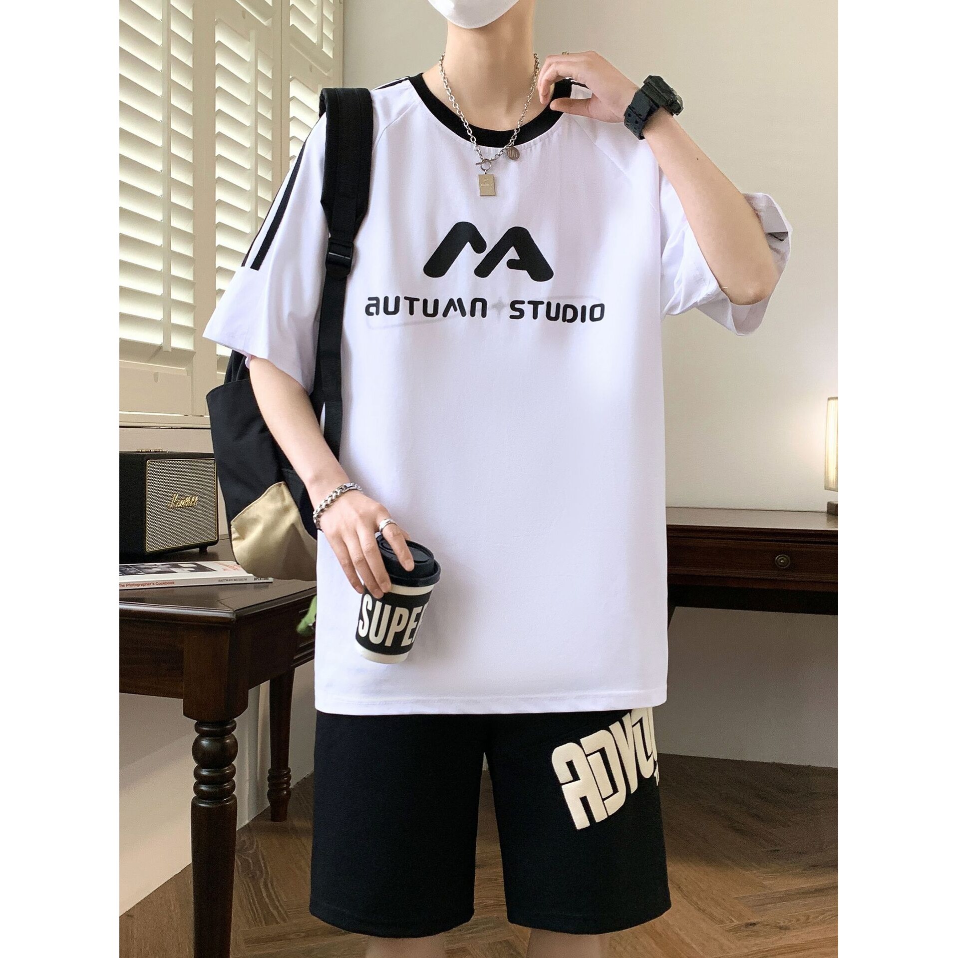 撤柜短袖t恤男孩-岁青少年学生潮流帅气衣服大童夏装运动套装