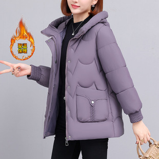 撤柜棉服女款冬季中长款新款时尚洋气加厚保暖棉衣妈妈装防寒外套