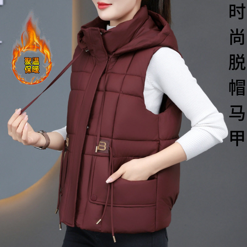 撤柜冬季新款棉服马甲女短款加厚保暖棉背心宽松百搭马夹外套上衣