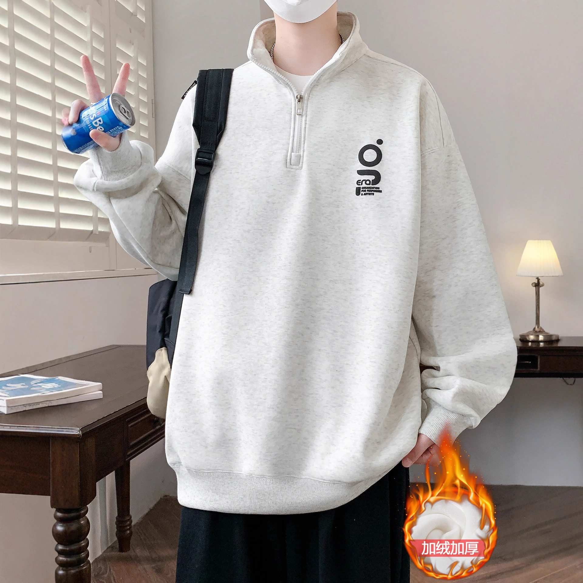 品牌断码秋冬季青少年加绒加厚卫衣男孩初高中学生长袖t恤大童半