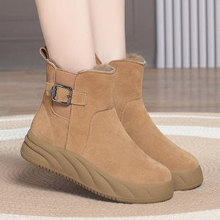 撤柜雪地靴女款冬季皮毛一体女鞋加绒加厚大棉鞋真皮羊毛靴子厚底
