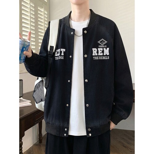 撤柜棒球服男款春装牛仔衣服夹克外套秋春休闲风潮流美式复古男士