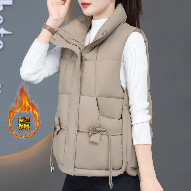 撤柜冬季新款棉服马甲女短款加厚保暖棉背心宽松百搭马夹外套上衣