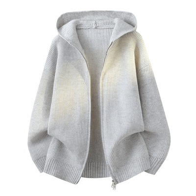 唯品会高级感连帽针织开衫毛衣男秋冬季潮牌痞帅青少年初中高中学