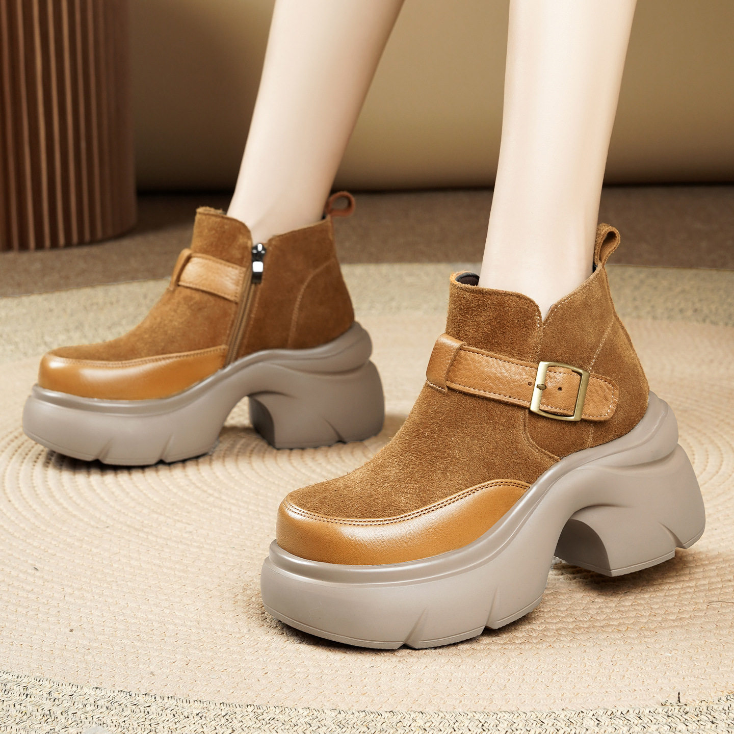 撤柜冬季棉鞋女女鞋加绒加厚马丁靴真皮厚底雪地靴女款短靴羊毛女