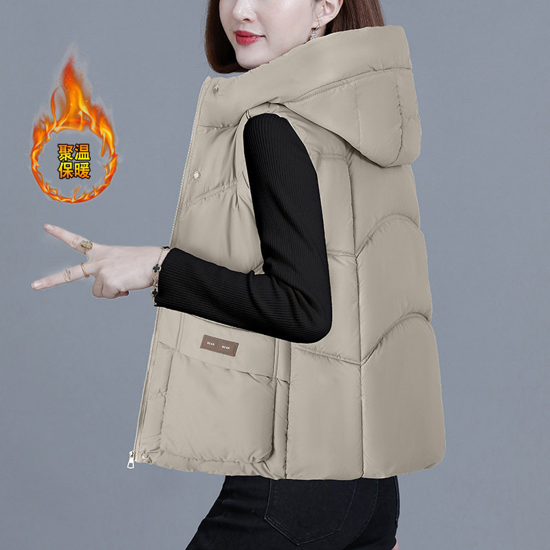 撤柜冬季新款棉服马甲女短款加厚保暖棉背心宽松百搭马夹外套上衣