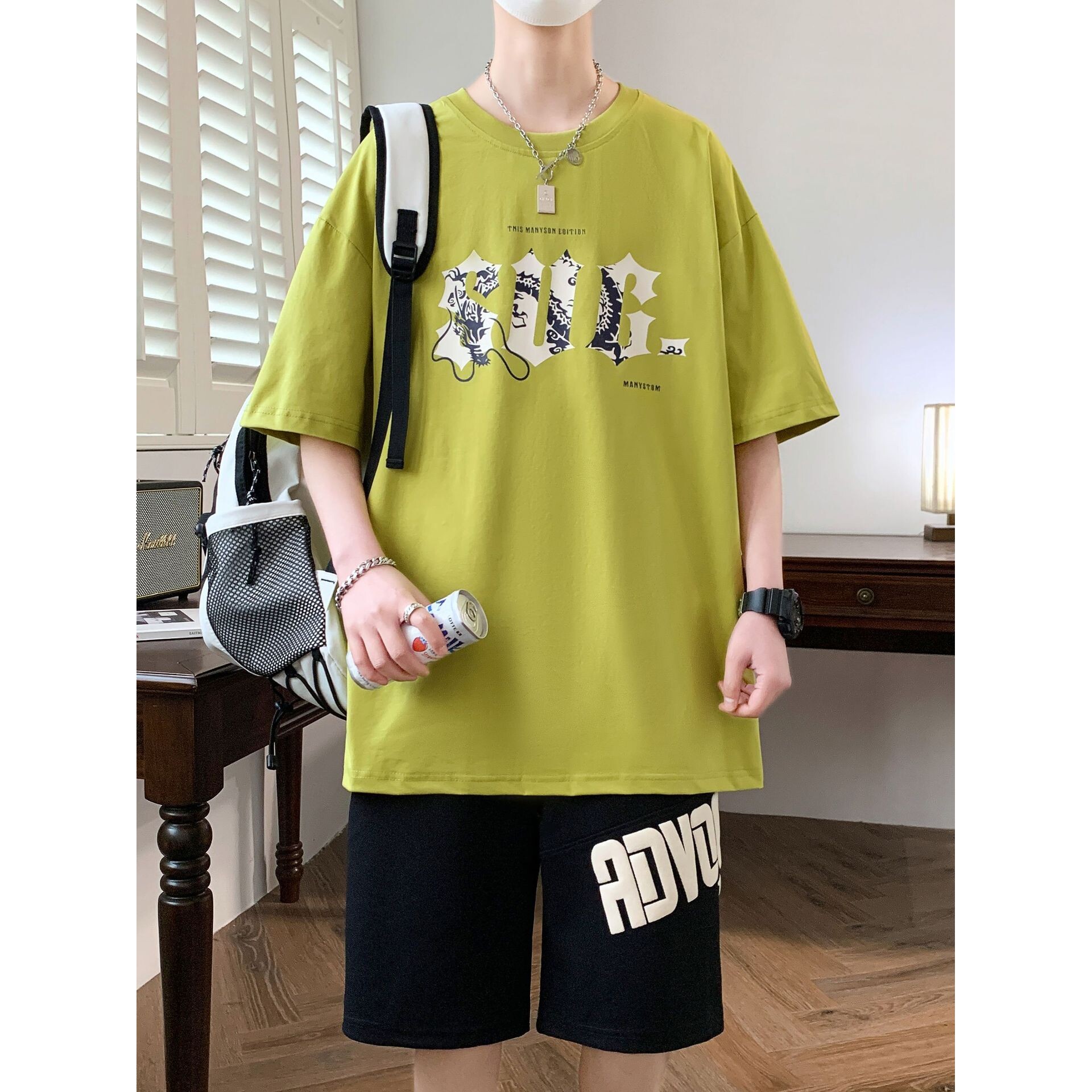 撤柜夏季短袖t恤男孩-岁青少年学生帅气运动套装大童男装夏装
