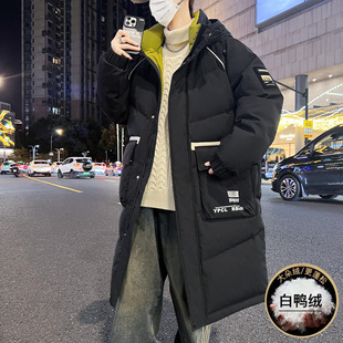 品牌断码冬季中长款羽绒服男孩初中高中学生加厚外套青少年大童冬