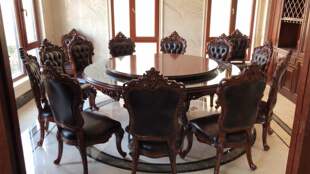 1800元 古典实木别墅家具FF99扶手椅餐椅真皮双面雕刻促销 欧式 美式