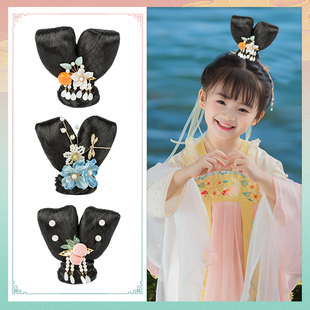 儿童敦煌飞天舞蹈假发表演头饰琵琶舞演出发髻异域风古装造型发包