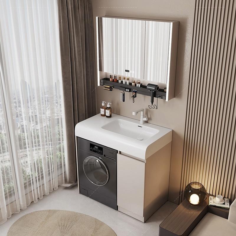 小户型洗衣机洗手盆面盆一体柜肤感一体盆阳台柜洗衣机伴侣洗漱台