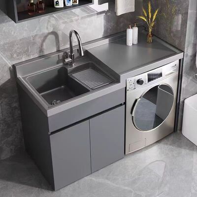 高低盆阳台洗衣机柜洗漱台一体盆洗手机上盆落地切角新款脸盆组合