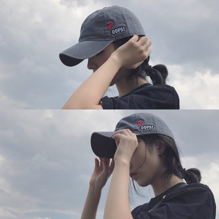 水洗做旧帽子女复古软顶休闲防晒鸭舌帽刺绣纯色百搭学生棒球帽潮